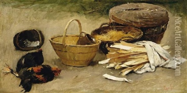Piacon (on The Market Place) Oil Painting - Lajos Deak Ebner