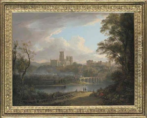 View Of Durham From The North-east With The Cathedral, Castle And River Wear Oil Painting - Alexander Nasmyth