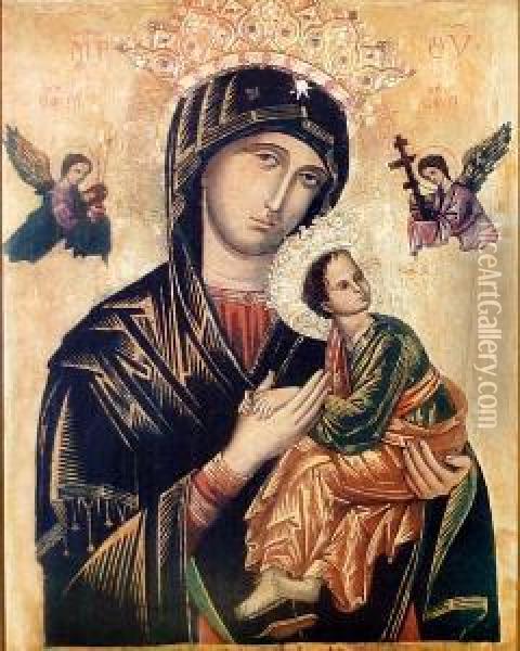 The Madonna Oil Painting - Augusto Guglielmo Stoppoloni