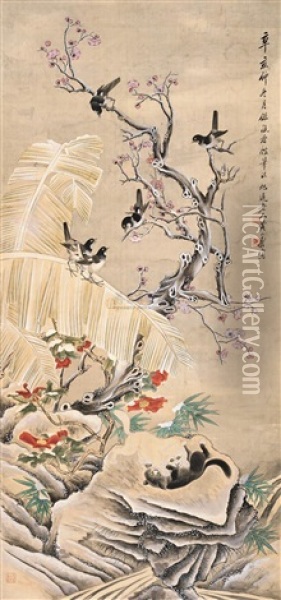 Flowers And Birds Oil Painting -  Huang Shanshou