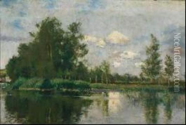 Landscape At Grez Oil Painting - Kenyon Cox