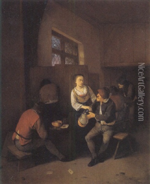 Peasants In A Tavern Oil Painting - Cornelis Pietersz Bega