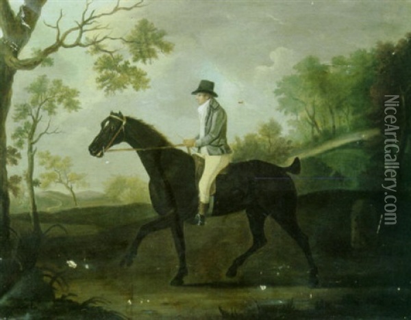 A Gentleman On A Dark Bay Hunter In A Landscape Oil Painting - Francis Sartorius the Elder