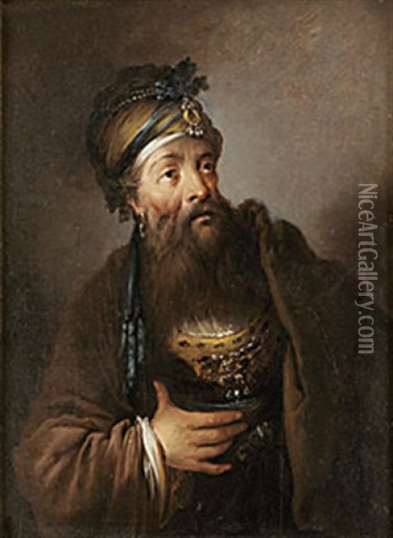Gammal Man I Turban Oil Painting - Christian Wilhelm Ernst Dietrich