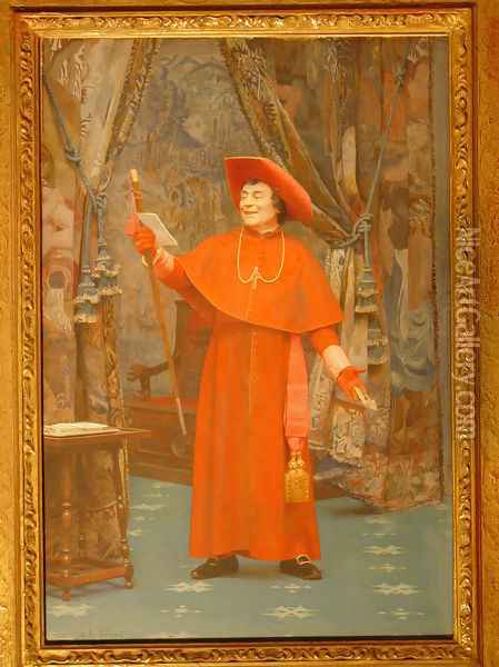 Cardinal Reading A Letter Oil Painting - Jehan Georges Vibert