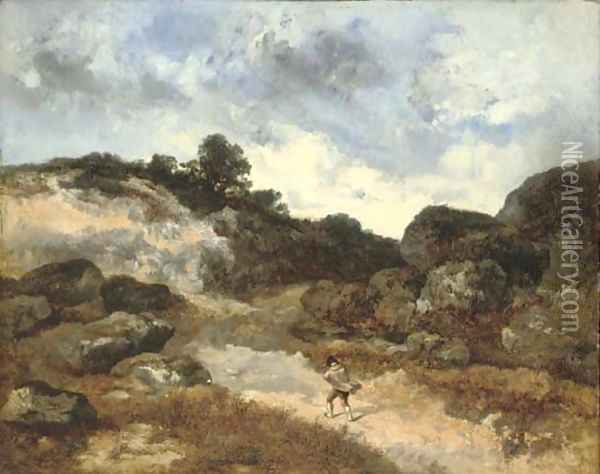Avant l'orage, personnage sur le chemin rocheux de Jean-de-Paris Oil Painting - Narcisse-Virgile Diaz de la Pena