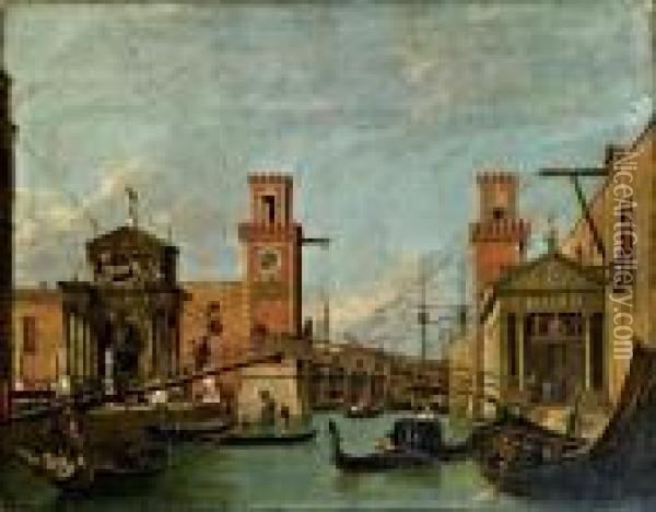 Vedute Des Arsenaleingangs Oil Painting - (Giovanni Antonio Canal) Canaletto
