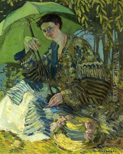 Lady with a Parasol Oil Painting - Frederick Carl Frieseke