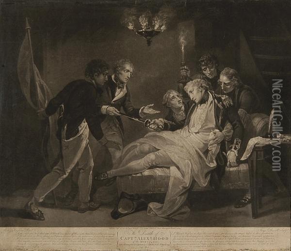The Death Of Captain Alexander Hood Of The Mars Oil Painting - James Daniell