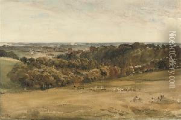 Arundel Castle From The Downs, West Sussex Oil Painting - Thomas Collier