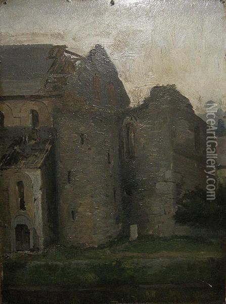 Ruine Te Hastiere. Oil Painting - Andre Hennebicq