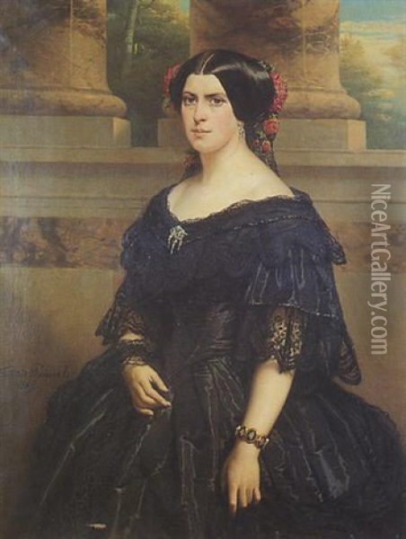 Portrait De Femme Sous Le Second Empire Oil Painting - Ferdinand Wilhelm Pauwels