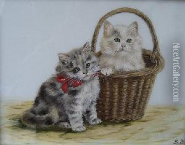 Kittens Oil Painting - Bessie, Betsie Bamber