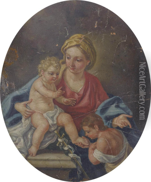 Madonna And Child With The Infant St John The Baptist Oil Painting - Francesco de Mura
