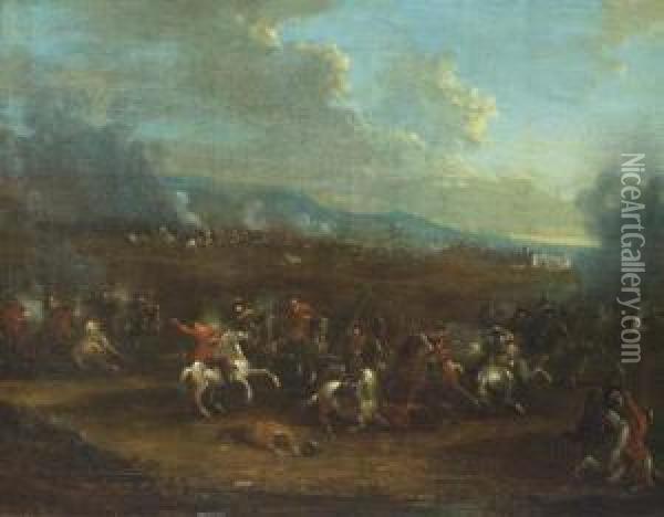 A Cavalry Skirmish Oil Painting - Peeter van Bredael