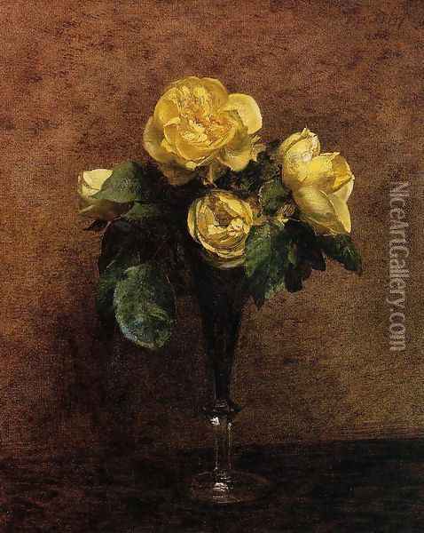 Fleurs: Roses Marechal Neil Oil Painting - Ignace Henri Jean Fantin-Latour