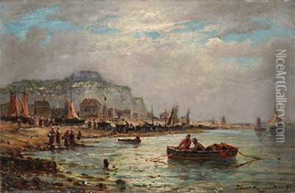 Belebter Strandhafen Oil Painting - Friedrich Ernst Morgenstern