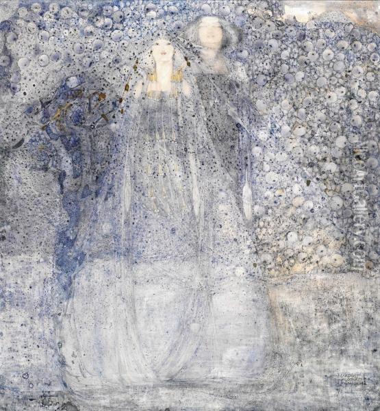 The Silver Apples Of The Moon Oil Painting - Margaret MacDonald Mackintosh