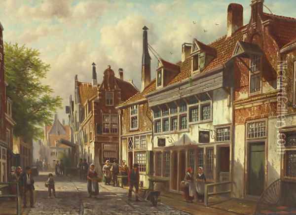 DrukkeStraat Oil Painting - Johannes Franciscus Spohler