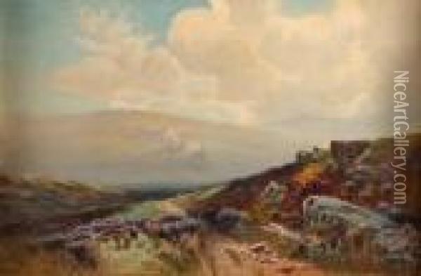 Inscribed Verso Near Princetown Oil Painting - Frederick John Widgery