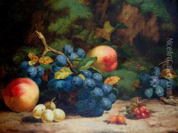 Still Life Of Fruit Against A Mossy Bank Oil Painting - Henry Archibald Major