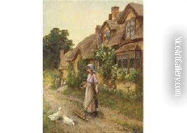 House At The Countryside Oil Painting - James Townshend