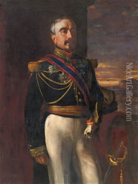 Portrait Of Comte Charles-marie-augustin De Goyon Oil Painting - Hippolyte Jean Flandrin