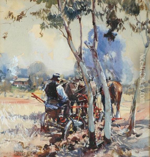The Ploughman Oil Painting - Harold Brocklebank Herbert