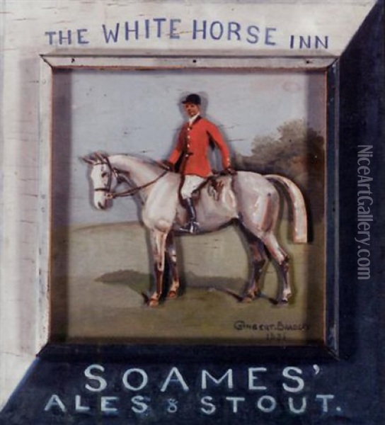 Design For The Trade Sign Of The White Horse Inn Public House Oil Painting - Cuthbert Bradley