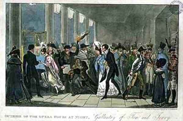 Outside of the Opera House at Night Gallantry of Tom and Jerry Oil Painting - I. Robert and George Cruikshank