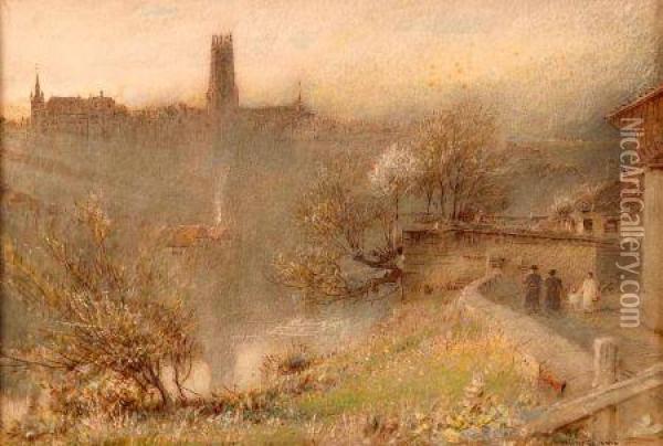 Fribourg Oil Painting - Albert Goodwin
