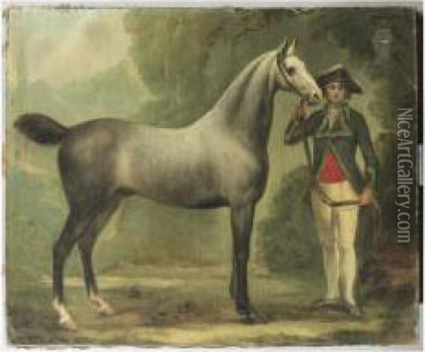 Cheval Tenu Par Un Valet Dans Un Paysage Oil Painting - Johann Ernst, Julius Heinsius