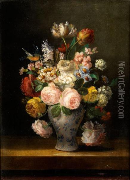 Bunter Strauss In Franzosischer Vase Oil Painting - Jean Baptiste Antoine Guillemet