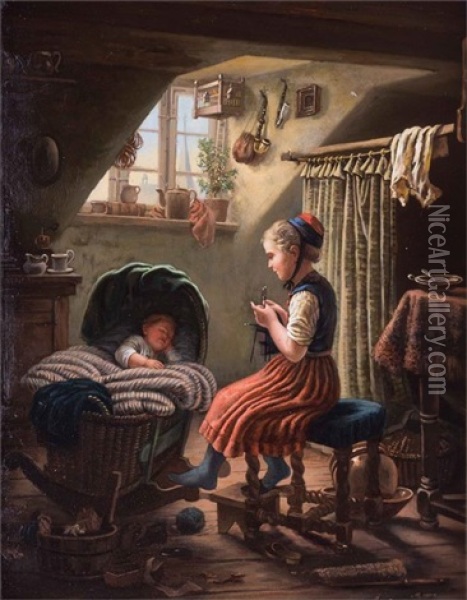 Geschwisterliebe Oil Painting - Johann Georg Meyer von Bremen