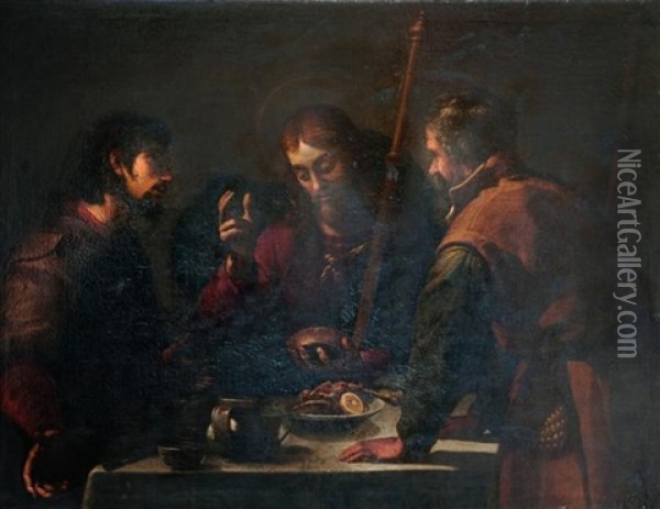 Le Repas A Emmaus Oil Painting - Jacopo (da Empoli) Chimenti