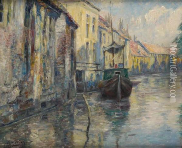 Canal Ensoleille Oil Painting - Ferdinand Willaert