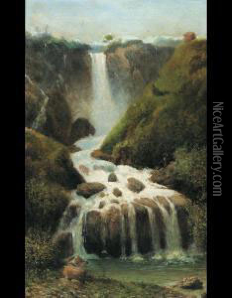 La Cascata Delle Marmore Oil Painting - Lorenzo Gelati