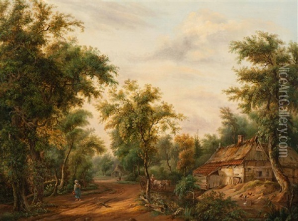 View Of A Farm Oil Painting - Pieter Barbiers Bartholomeusz