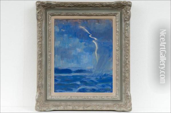 Myrsky Merella - Storm Pa Havet. Oil Painting - Santeri Salokivi