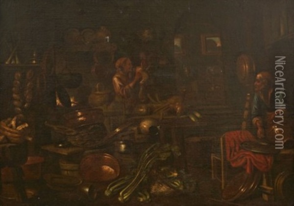 Koksinterior Med Figurer Oil Painting - Giovanni Domenico Valentino