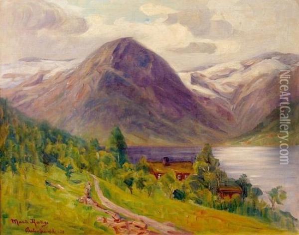 Fra Esefjorden Ved Balestrand 1928 1928 Oil Painting - Marie Hauge