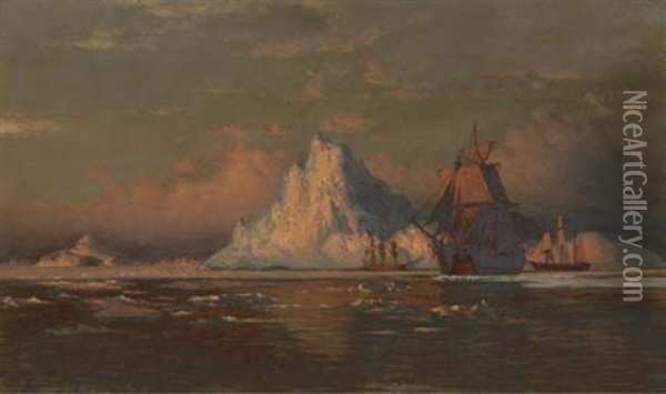 Whalers Off The Coast Of Labrador Oil Painting - William Bradford