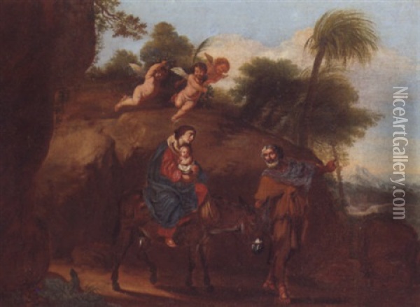 The Flight Into Egypt Oil Painting - Michelangelo Cerquozzi