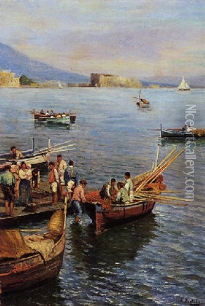 Napoli Da Mergellina Oil Painting - Attilio Pratella
