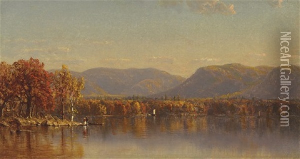 Lake Sunapee, New Hampshire (study) Oil Painting - Sanford Robinson Gifford