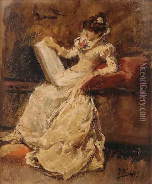 Figura femenina sentada (Seated feminine figure) Oil Painting - Ignacio Pinazo Camarlench