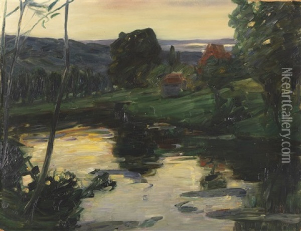Landschaft An Den Osterseen Oil Painting - Leo Putz