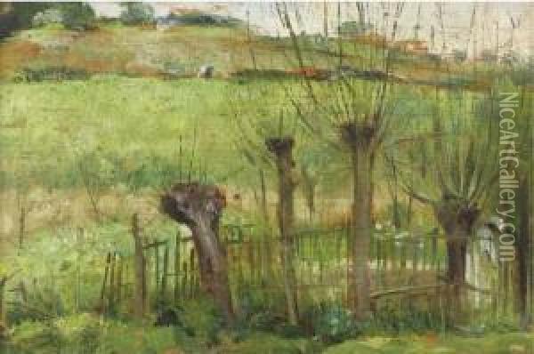 An Autumnal Field; And A Field On A Stormy Day Oil Painting - Sarah Henrietta Purser