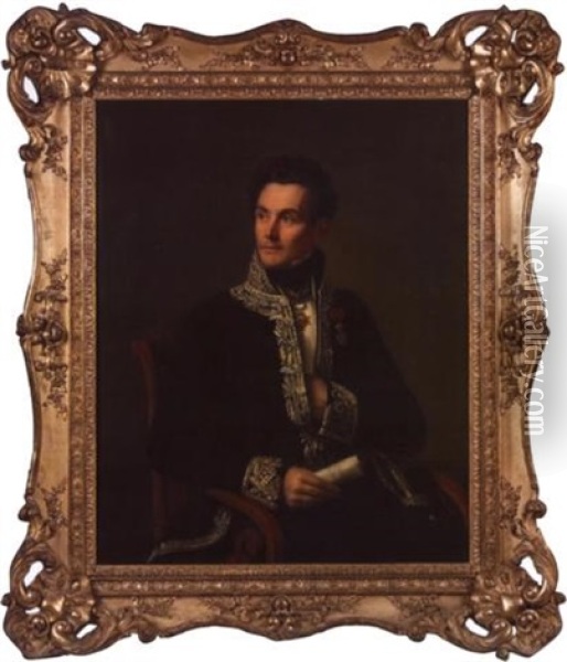 Portrait De Casimir Perier En Costume De Pair De France Ou D'ambassadeur Oil Painting - Charles Paulin Matet