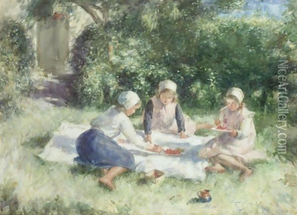 A Summer Picnic Oil Painting - Robert Gemmell Hutchison